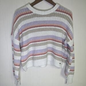 Hollister Pastel Striped Crewneck Knit Sweater Size Medium